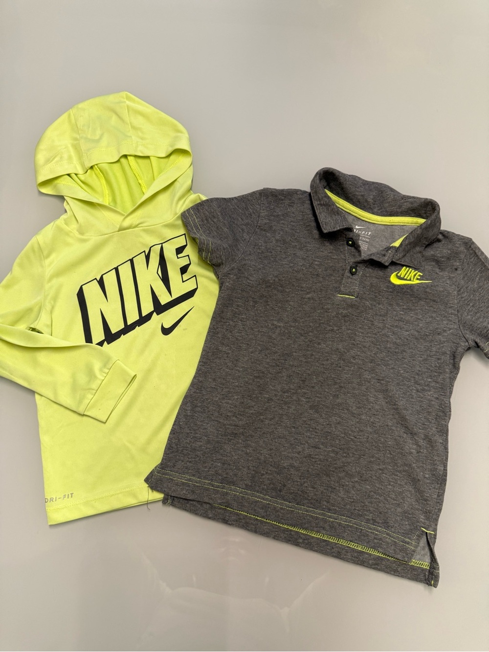 Nike Youth Neon Yellow Hoodie and Charcoal Gray Polo